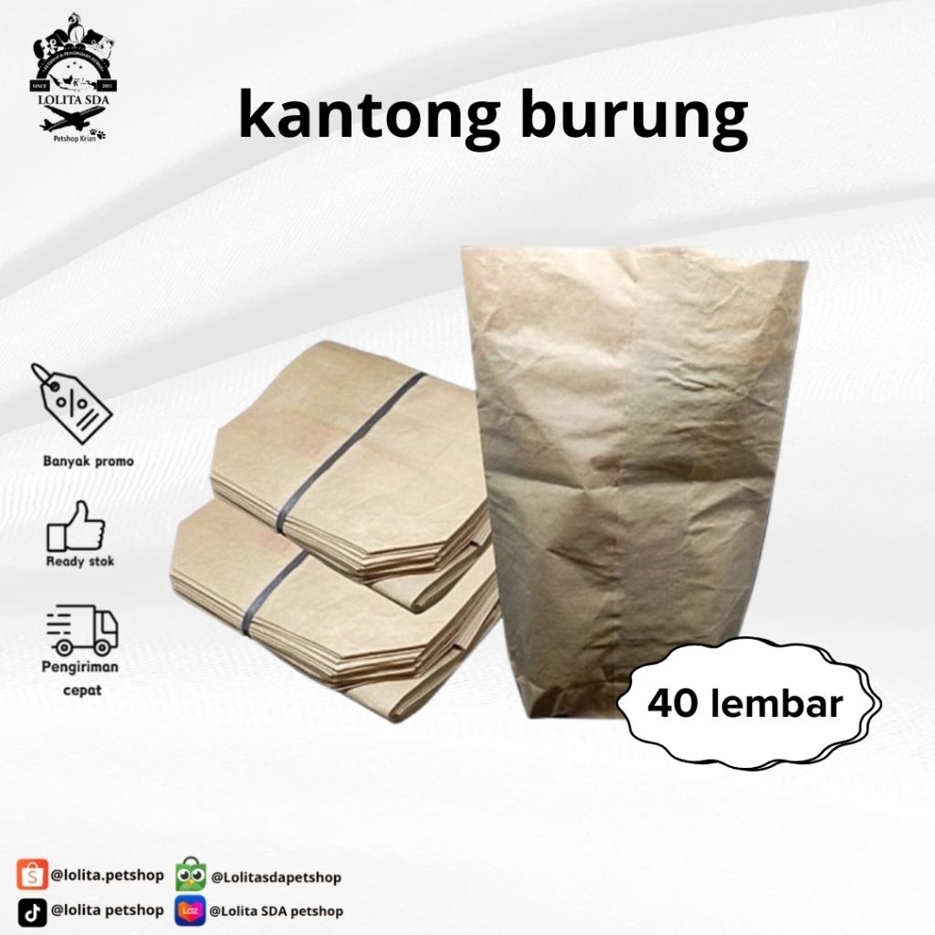 Kantong tempat bawa burung kertas semen bungkus burung isi 40 lembar