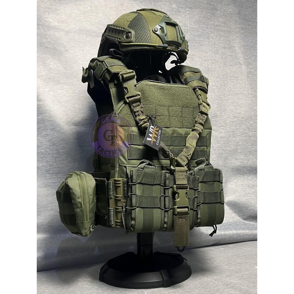 SET BODYVEST HELM TALI SANDANG HIJAU HELM LEVEL 3 TACTICAL