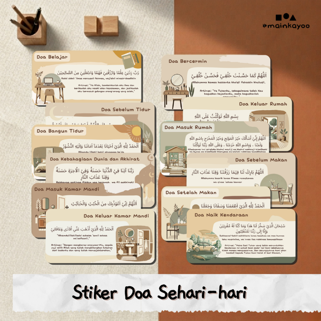 Stiker Doa Sehari-hari Aesthetic - Sticker Doa Stiker Doa Harian Anak