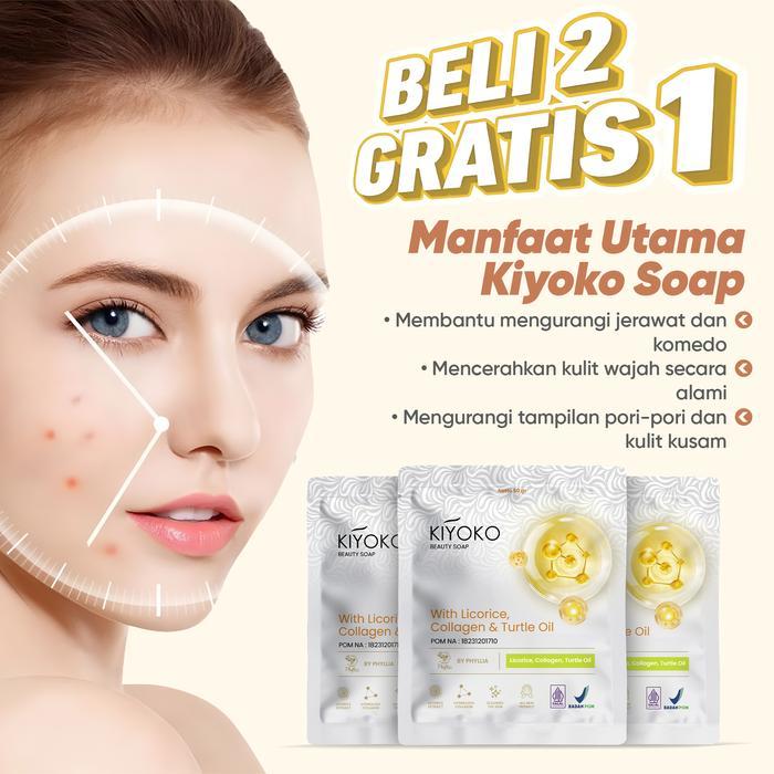 Kiyoko Beauty Soap by Phyllia - Sabun Perawatan Kecantikan 50gr Mengatasi Permasalahan Kulit Jerawat