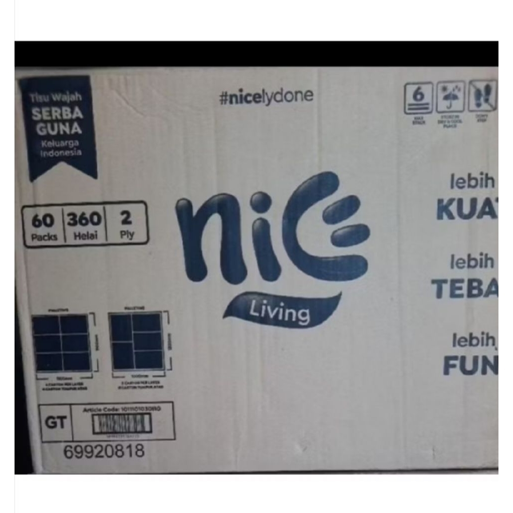 Tissue nice 1 karton isi 60 pcs 360 helai / tissue nice 180 sheet 1 duz /Tisu  nice 1 dus tissue nic