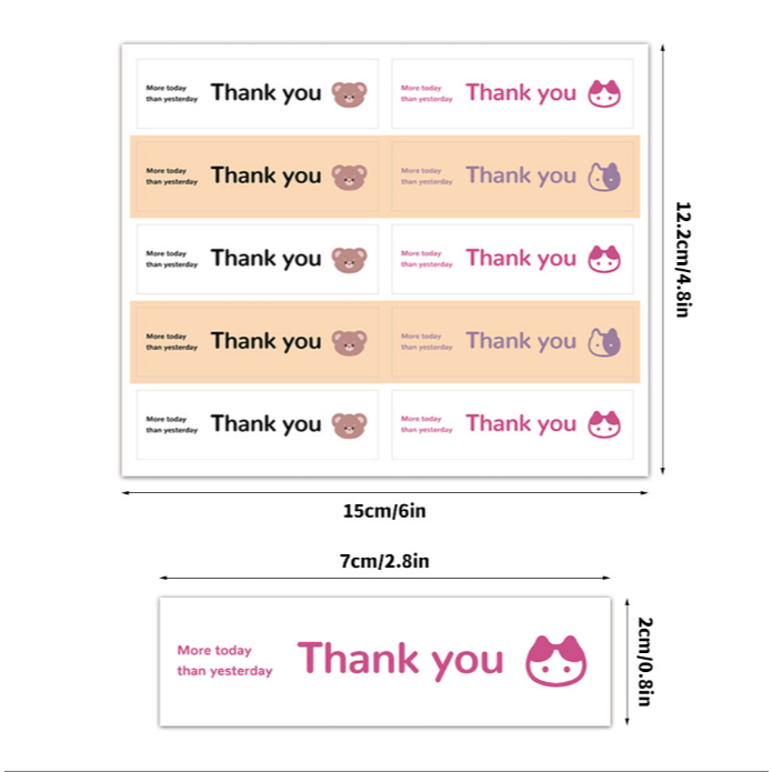 100 pcs Stiker Panjang 2x7cm 2cm x 7cm Label Sticker Thank You For Your Order Senyum Manis Lucu Stik
