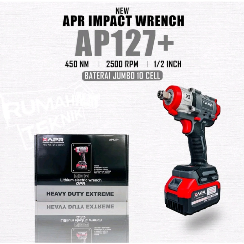 BOR IMPACT WRENCH AP127+ 650NM FACELIFT CORDLESS 88V MESIN PEMBUKA BAUT BAN MOTOR MOBIL APR JAPAN