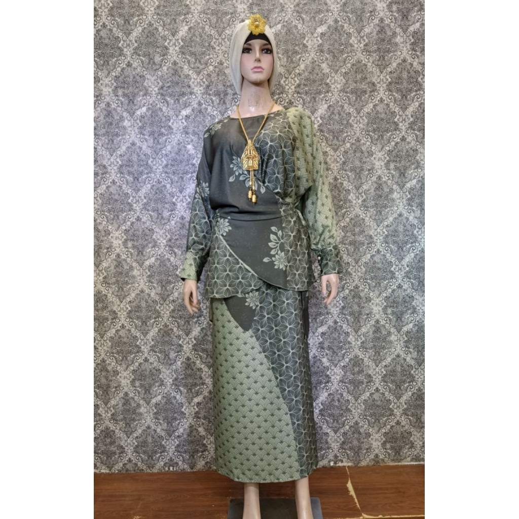 Setelan Rok Batik Dobi Halus - Set Rok Tunik Malay Modern