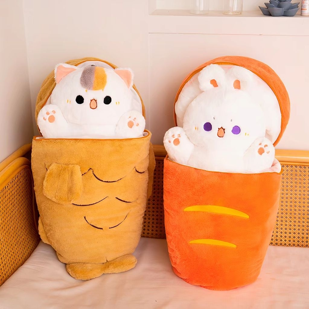 PREORDER Boneka Transformasi Kelinci Wortel, Boneka Kucing Wortel, Bantal Tidur, Boneka Perempuan, M