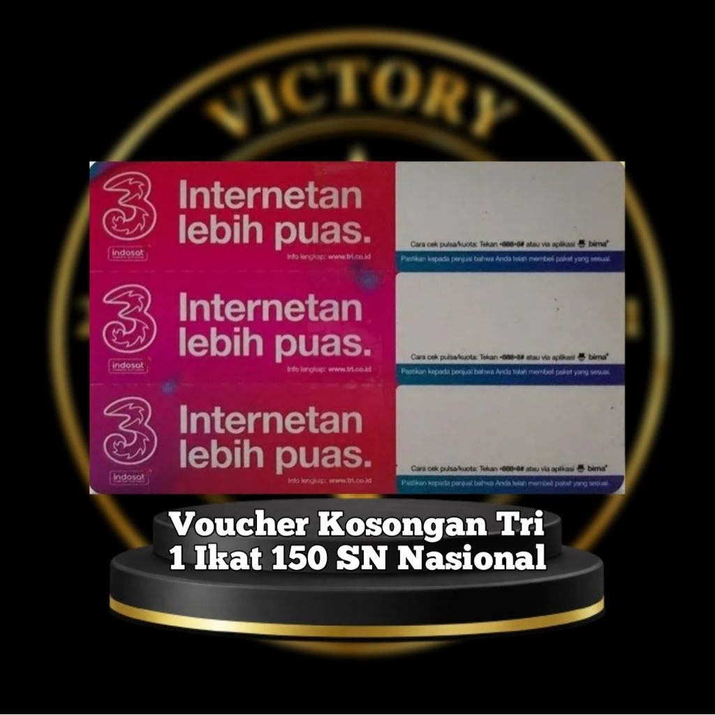 Voucher kosongan Tri 1 Ikat 150 SN / Voucher fisik / Bahan kertas injek kuota Tri murah