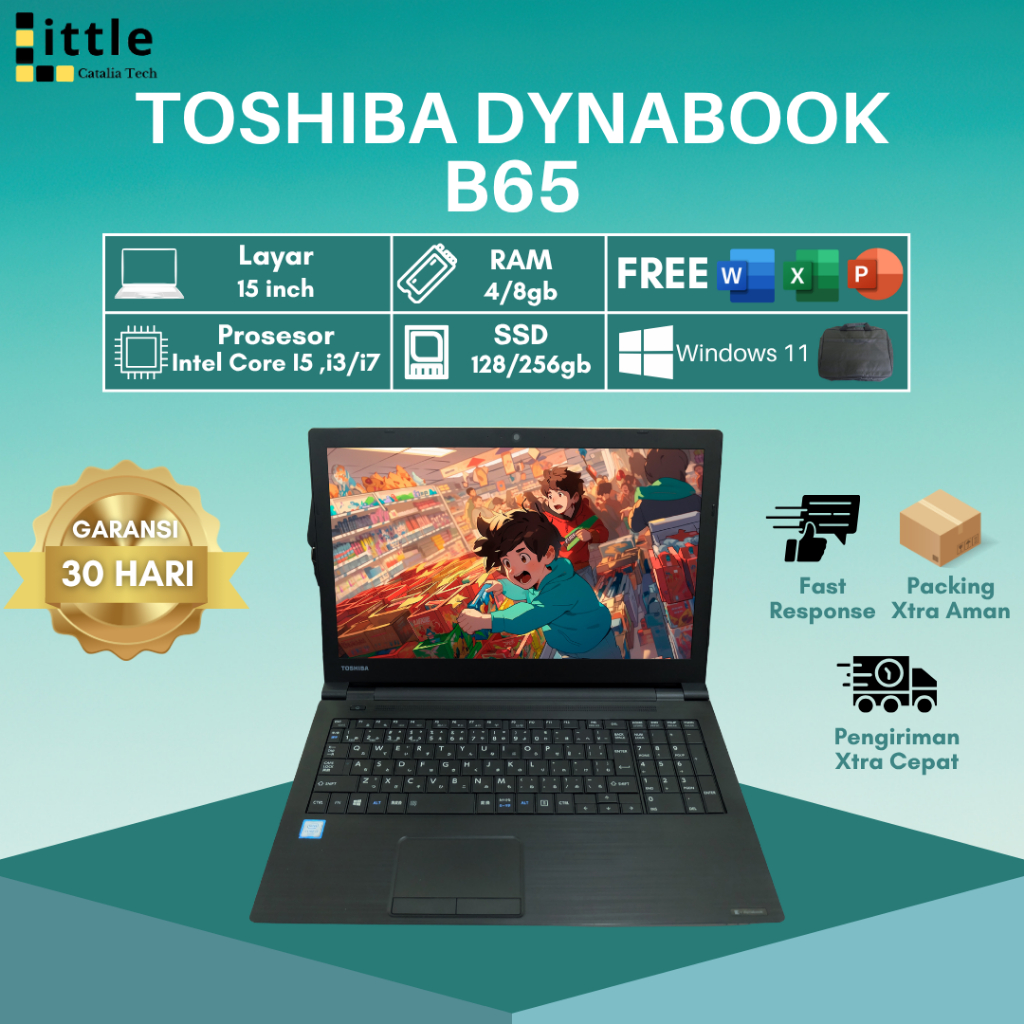 Toshiba Dynabook B65 B55 B75 Intel Core I3 I5 I7 Windows 10 15inch Siap Pakai Bergaransi