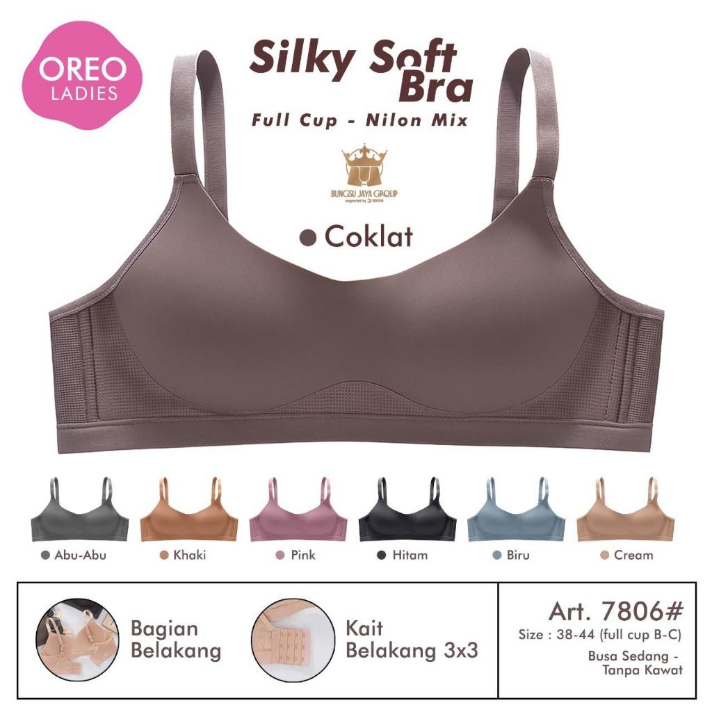 Bra Oreo Art 7806 Silky Soft (2pc,3pc) Bh Tanpa Kawat Full Cup B-C Kait 3 Size 38-44 Nilon Mix Lembu