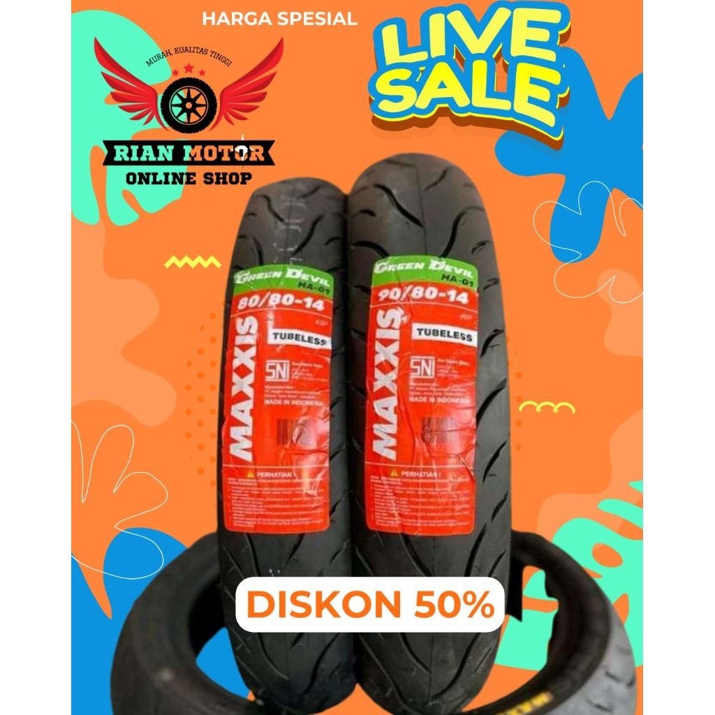 PROMO BAN MAXXIS TUBLES BEAT VARIO MIO 80/90 90/90 RING 14 TUBLES TUBELES