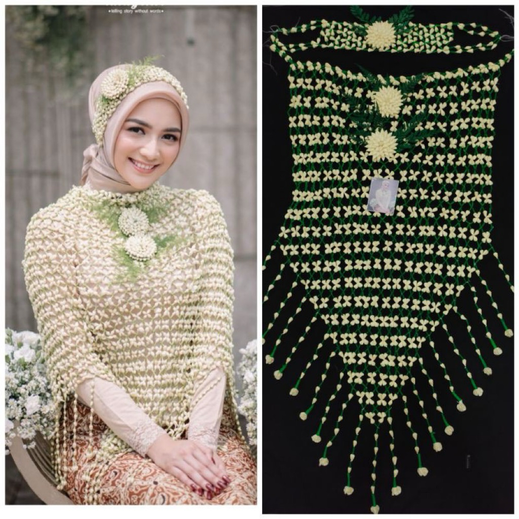 Melati Siraman palsu Pengantin Baju Renda Muslim (2 Varian)