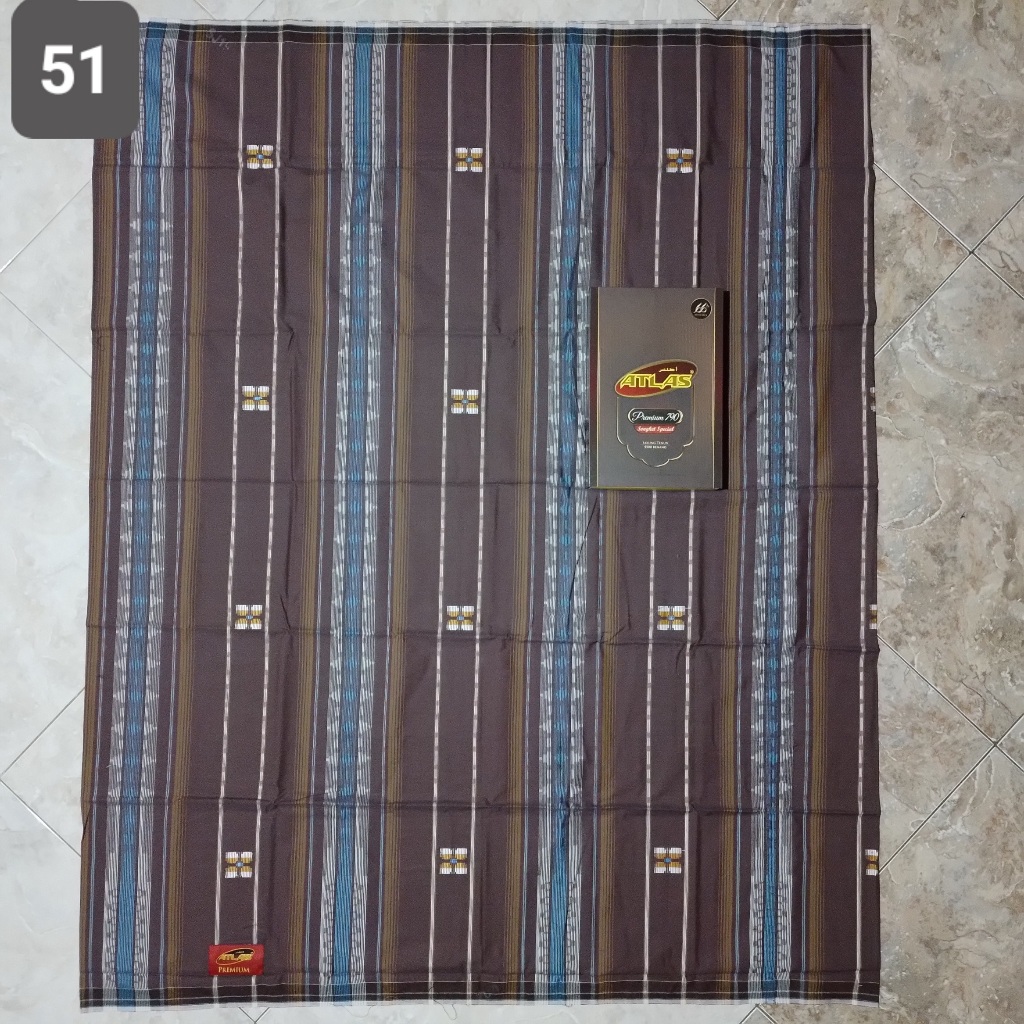 Sarung ATLAS Premium Jacquard Silver 790 750 Songket Tenun Kardus Besar