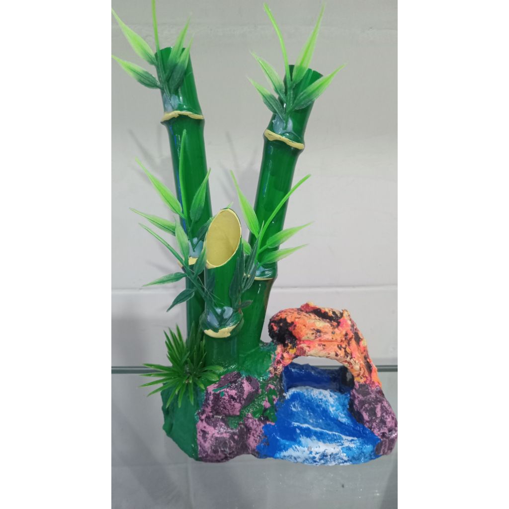 hiasan aquarium goa bambu/aksesoris aquarium mainan ikan