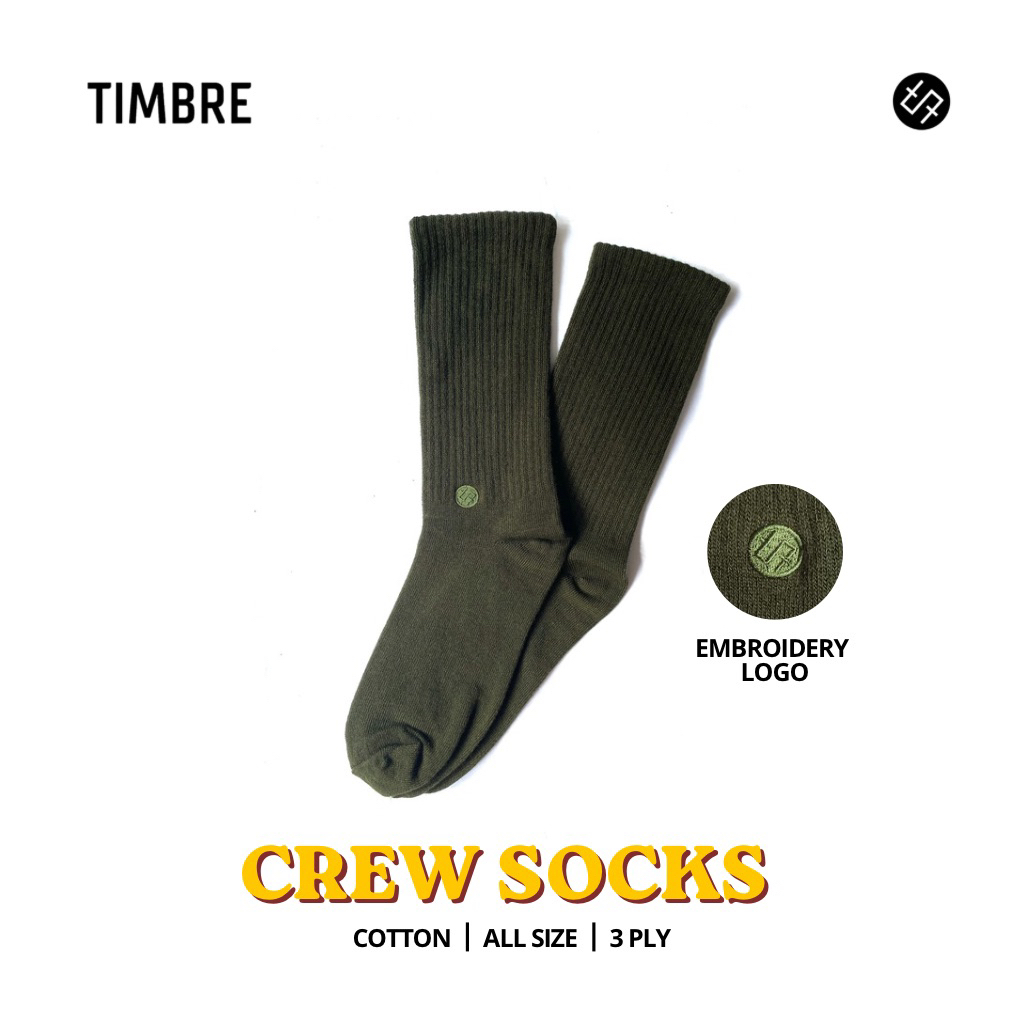 Timbresocks Kaos Kaki Socks Polos Skate Oldschool Sport Pria Wanita Hijau Army