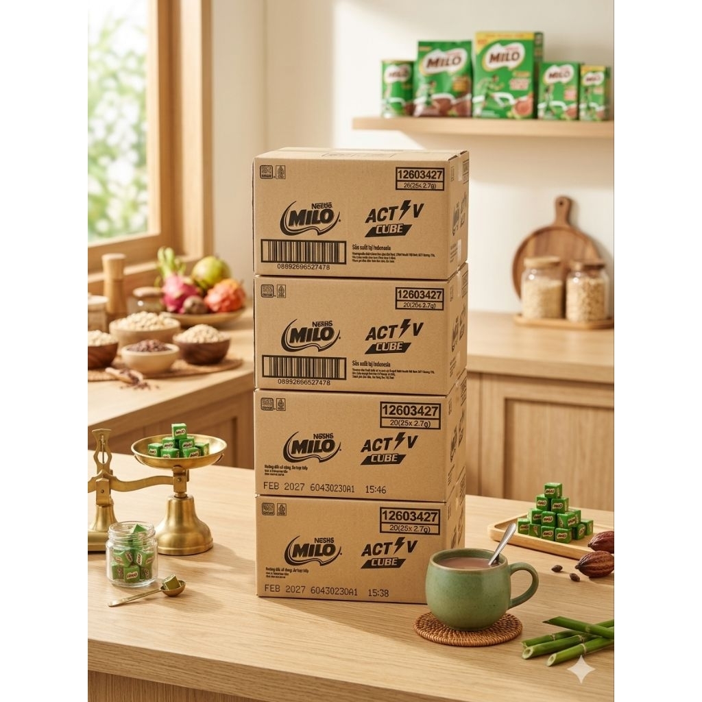 milo active cube 67.5g - 1 karton isi 20 pouch permen milo kotak