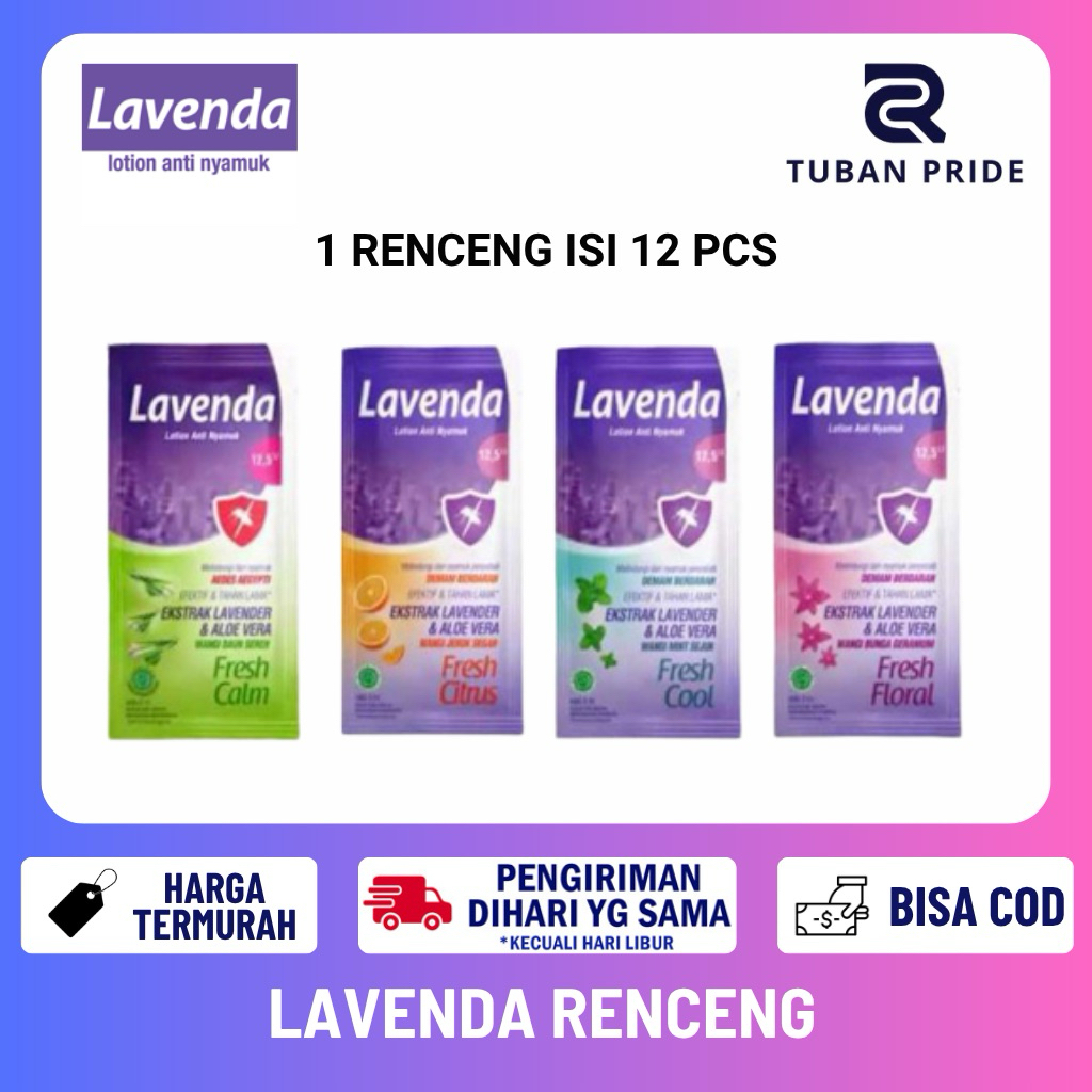 [TP] 1 RENCENG ISI 12 PCS Lavenda Lotion Anti Nyamuk Sachet 8 ml Per Renceng Isi 12 Sachet Lavenda W