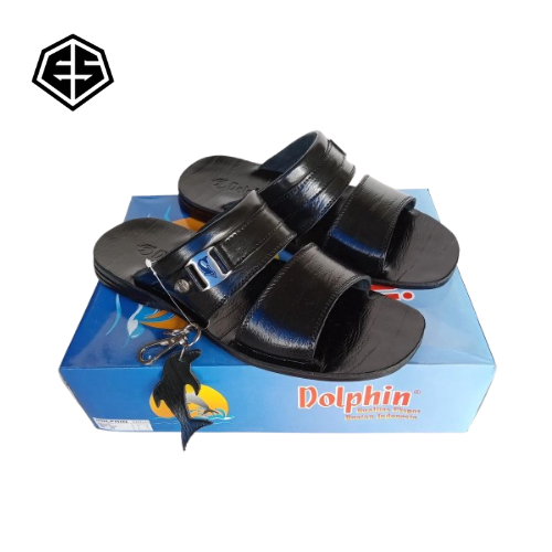 Sandal Kulit Asli Pria Sandal Dolphin D-25 Sandal Slop Kulit Pria Sandal Casual Keren