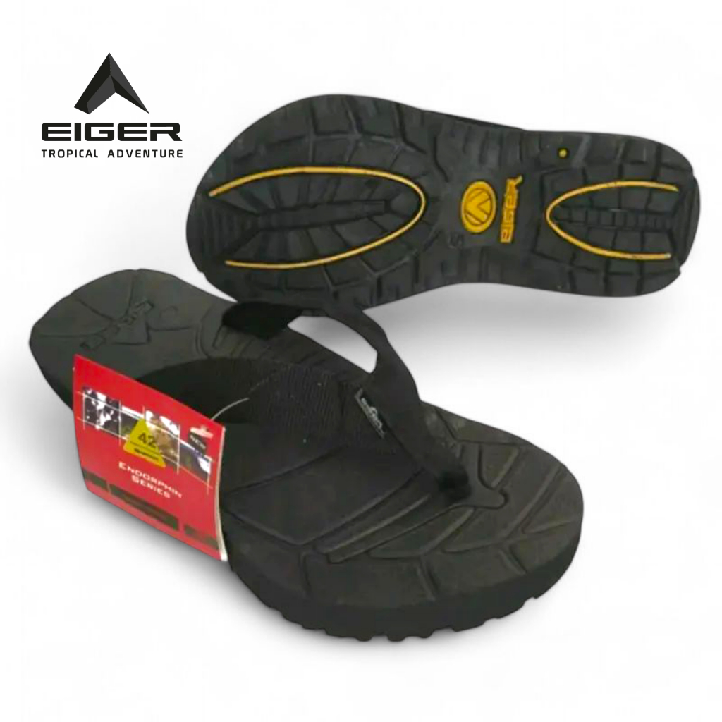 Sandal Jepit Eiger1989 Hitam Karet Tali Tebal Sol Tebal Anti Slip Outdoor Pria Wanita