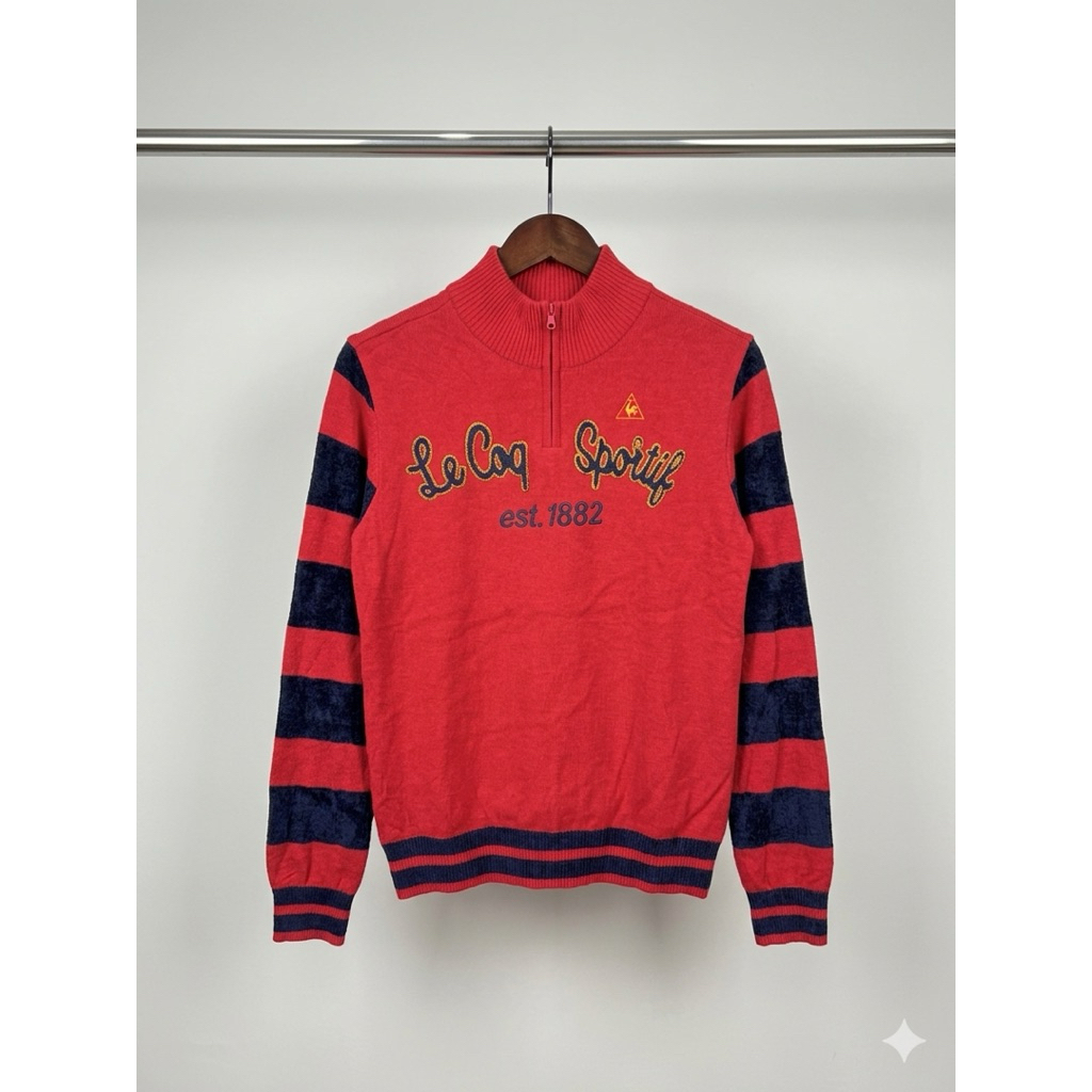 Tracktop Knitwear Le Coq Sportif Rajut Half Zipper Stripe