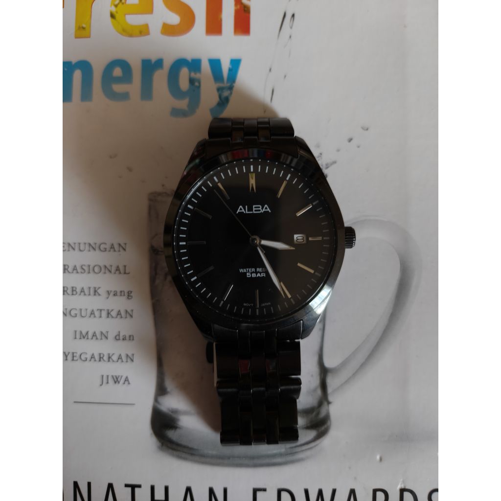 Jam Tangan Alba Original Stainless Steel Hitam Elegan