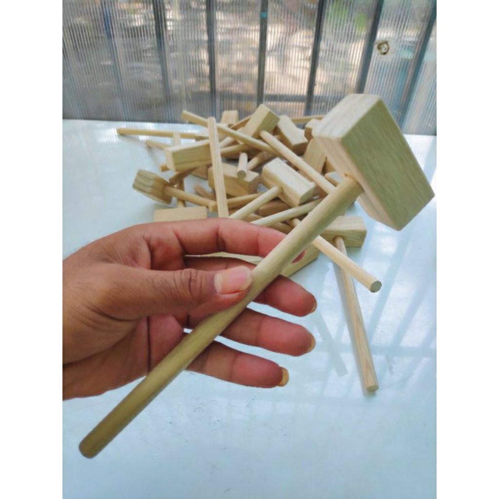 palu kayu model kotak ecoprint, palu kayu prakarya edukasi anak TK,SD,SMP,SMA