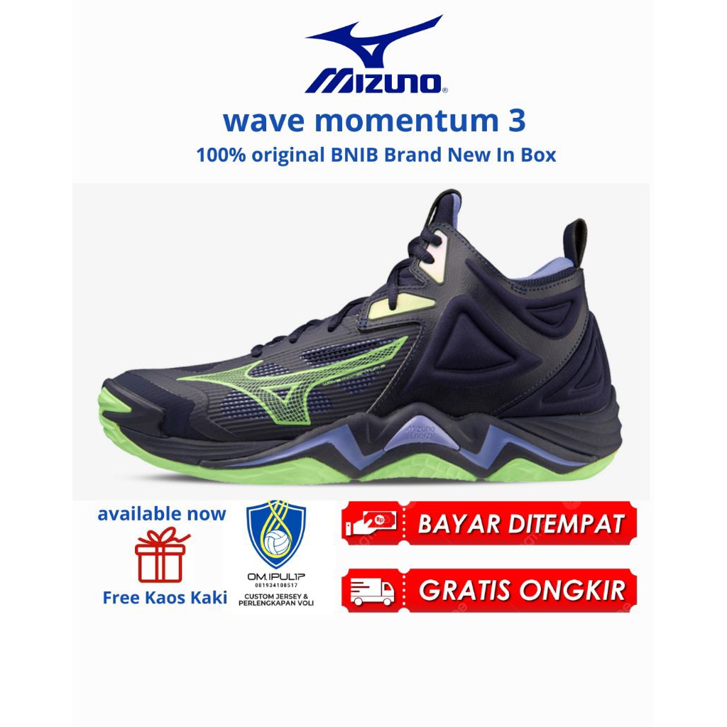 NEW COD sepatu voli original mizuno wave momentum 3 mid diskon