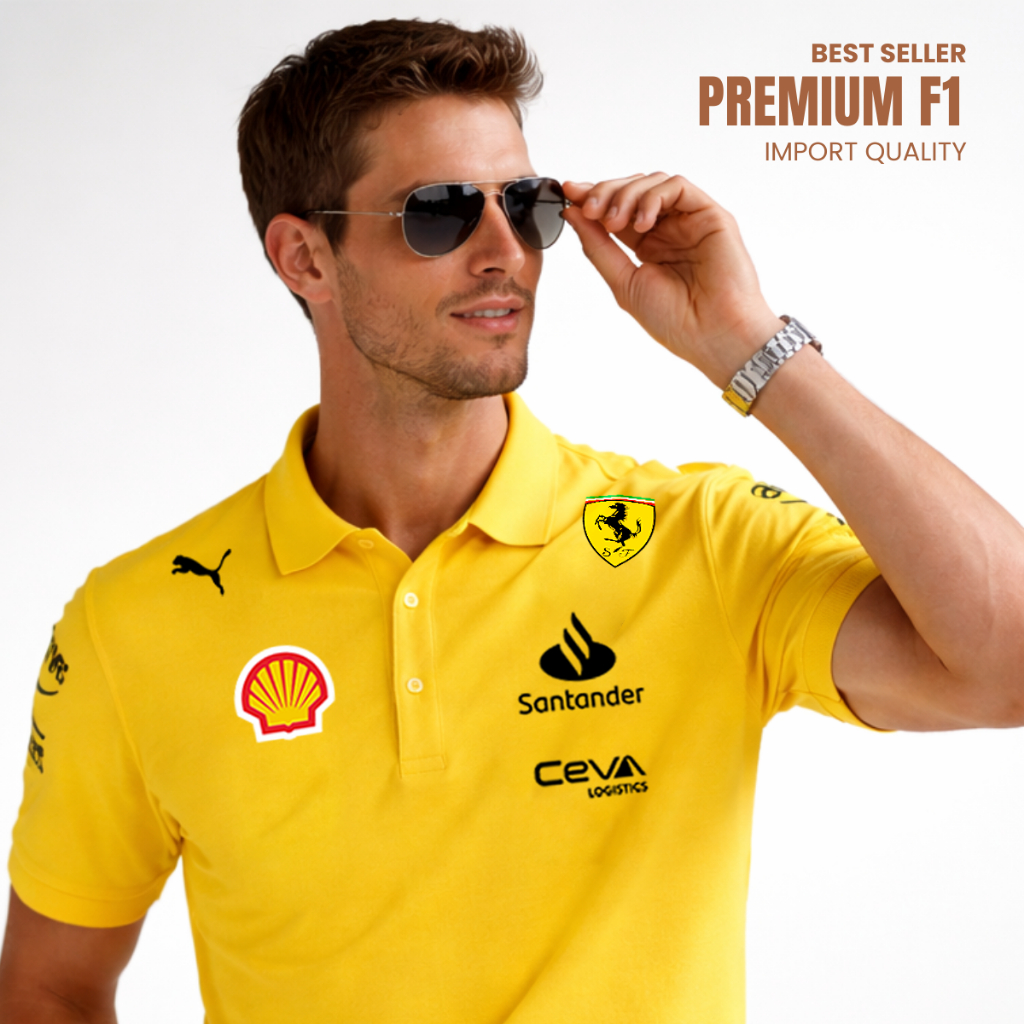 Polo Shirt Ferrari F1 2025 Premium Import – Kaos Kerah Pria Baju Racing Ferrari