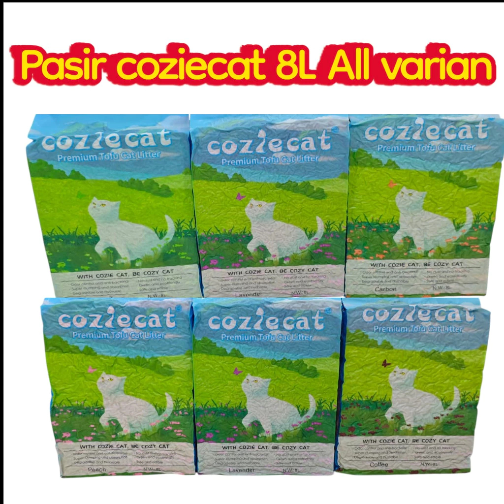 Grab/Gojek Pasir Tofu Cozie Cat All Varian 8Liter - Premium Tofu Cat Litter Cozie Cat 8 Liter