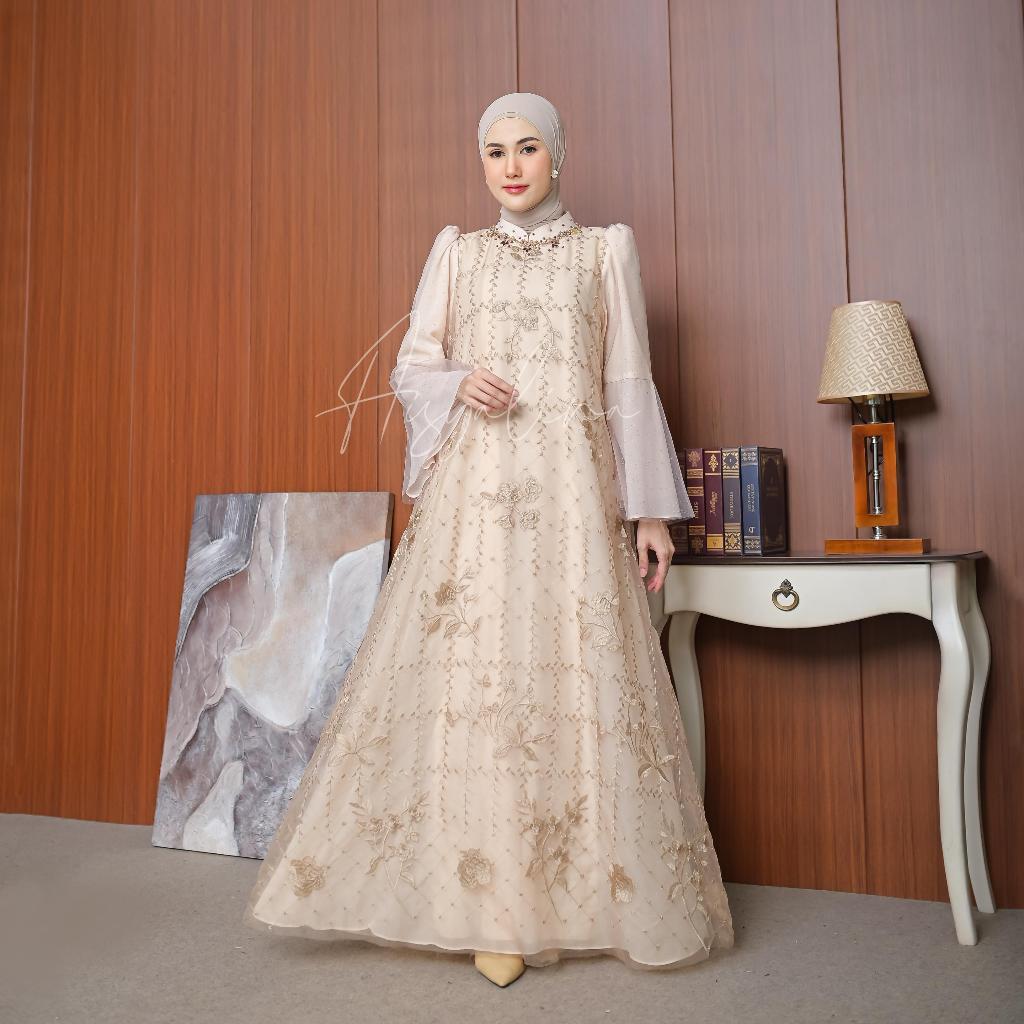 Aisyalina Id Sheina Dress Only Series Tanpa Hijab Bahan Ceruty Baby Doll Mix Organza Motif Mix Tile 