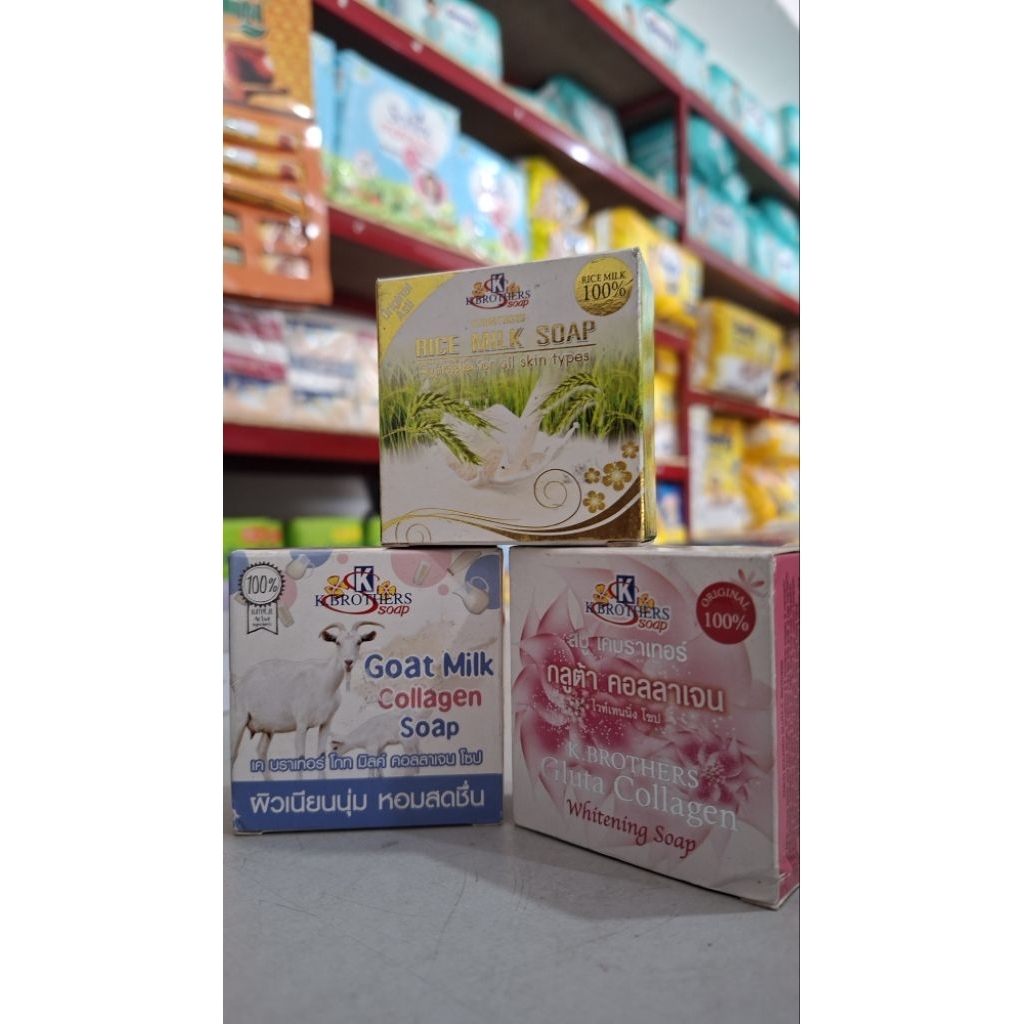 Sabun K.Brothers Thailand Original - Rice Milk / Goat Milk / Gluta Collagen Whitening Soap 60g
