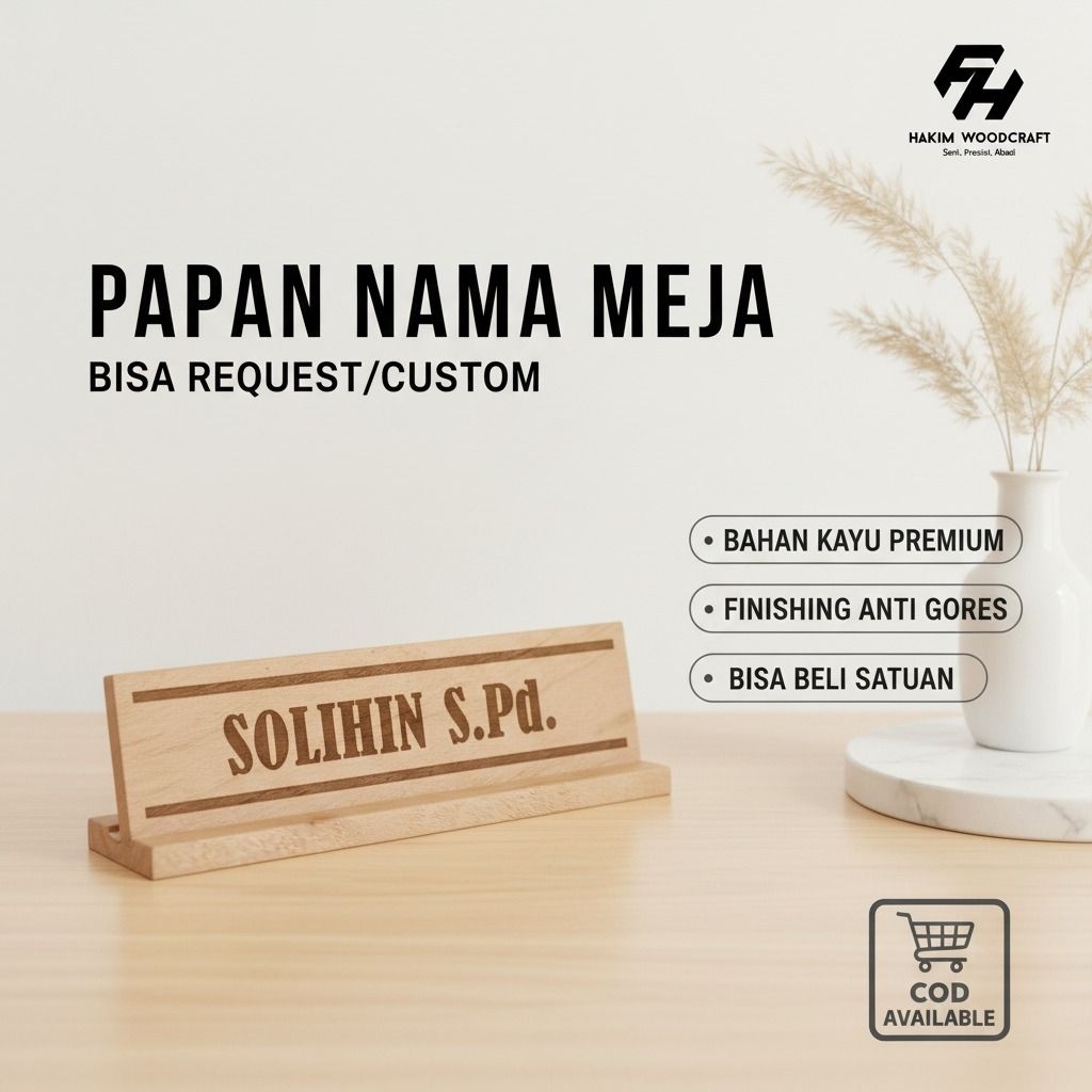 Papan Nama Meja Minimalis bahan kayu Premium