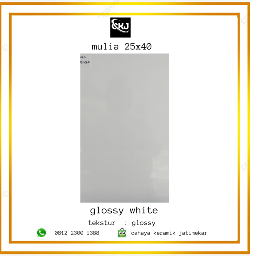 KERAMIK DINDING DAPUR / KRAMIK DINDING KAMAR MANDI MULIA 25X40 GLOSSY WHITE PUTIH POLOS TEKSTUR GLOS