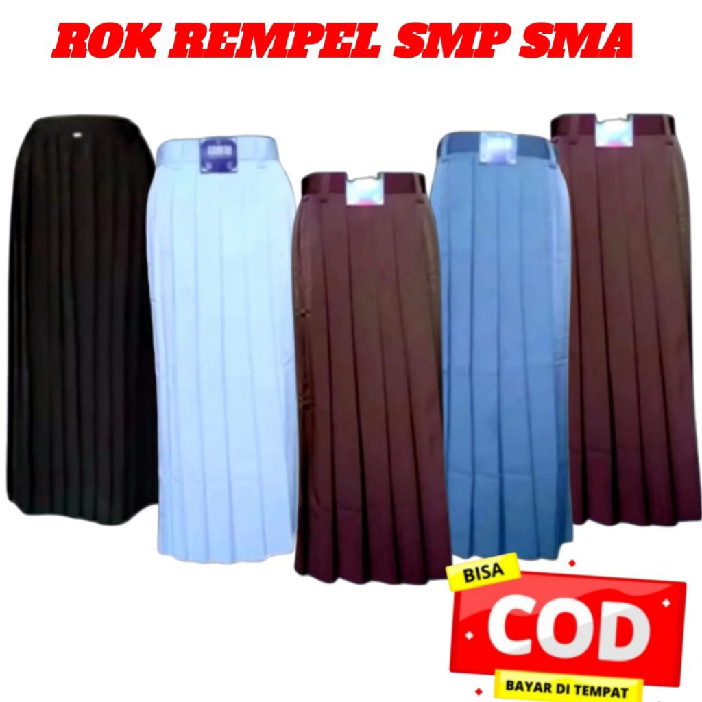 Grosir Rok SMP SMA panjang rok rempel lipit SMP SMA kuliah kerja bahan Drill super