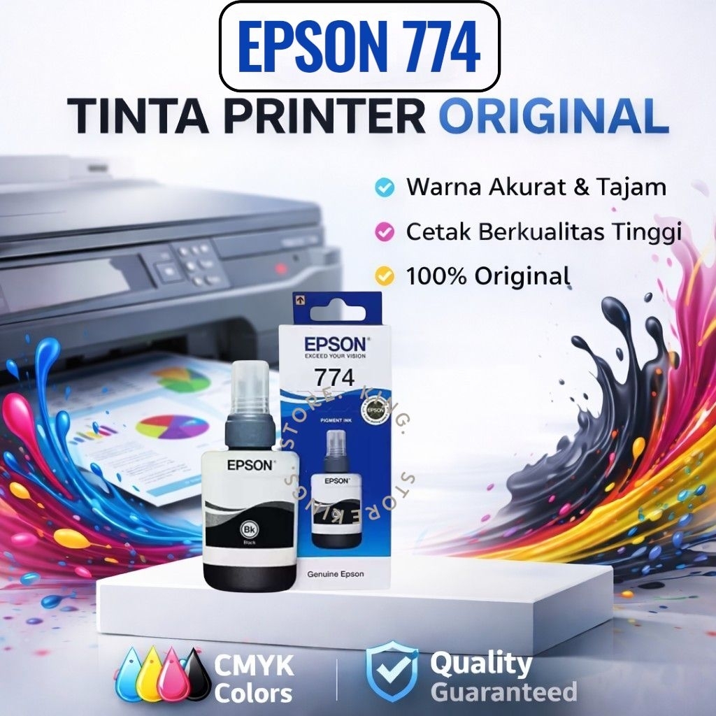 Tinta Epson 774 Black Warna Tajam Cocok Untuk Printer L605 L655 M100 M105 M200 M205 M1120 M1170 M214