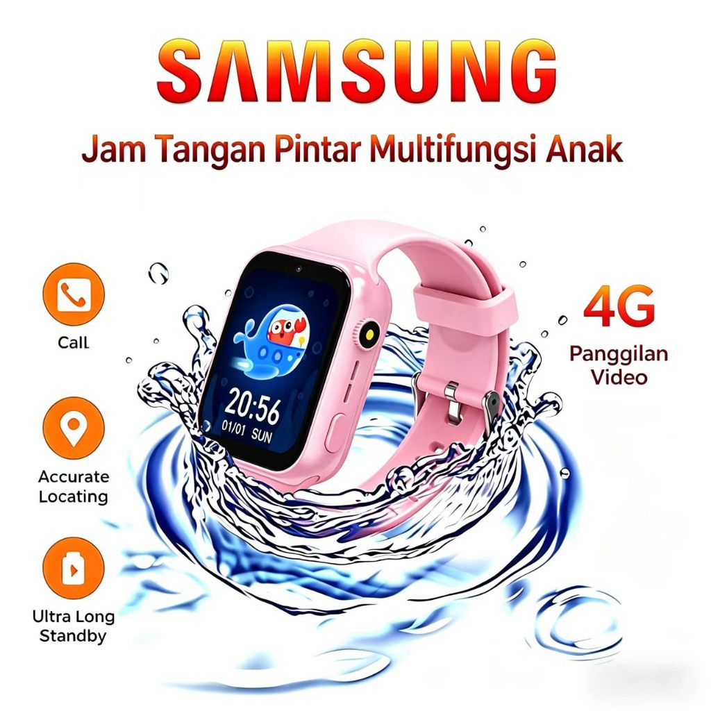 Anti Air Jam tangan anak X1- 4G Video call telepon Digital Smartwatch video call telepon call Gps SO