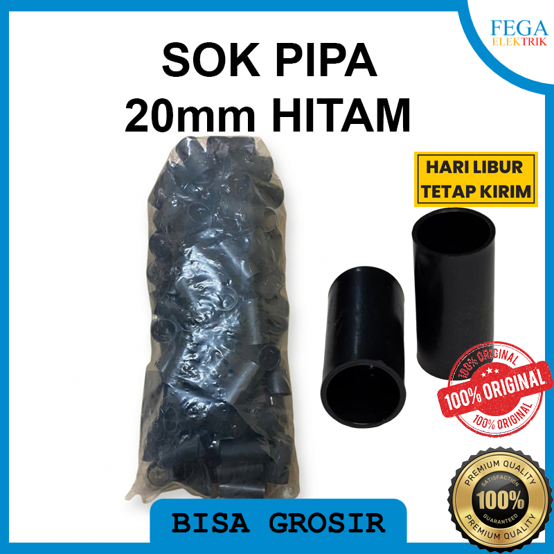 Sok Pipa 20mm Hitam – Sambungan Pipa Listrik PVC