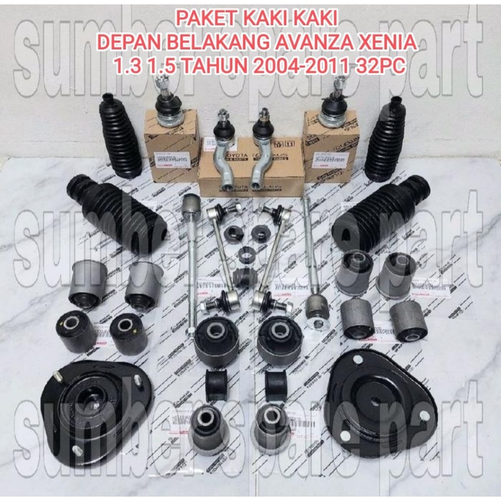 Paket kaki kaki Depan Belakang 32Pc Avanza Xenia 1.3 1.5 Tahun 2004-2011 Tie Rod Rack End Link Stabi