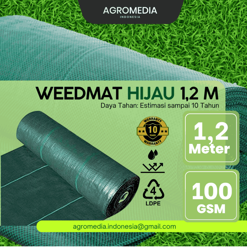 Weedmat Terpal Geotextile Mulsa Gulma Hijau Mulsa Lebar 1,2 meter