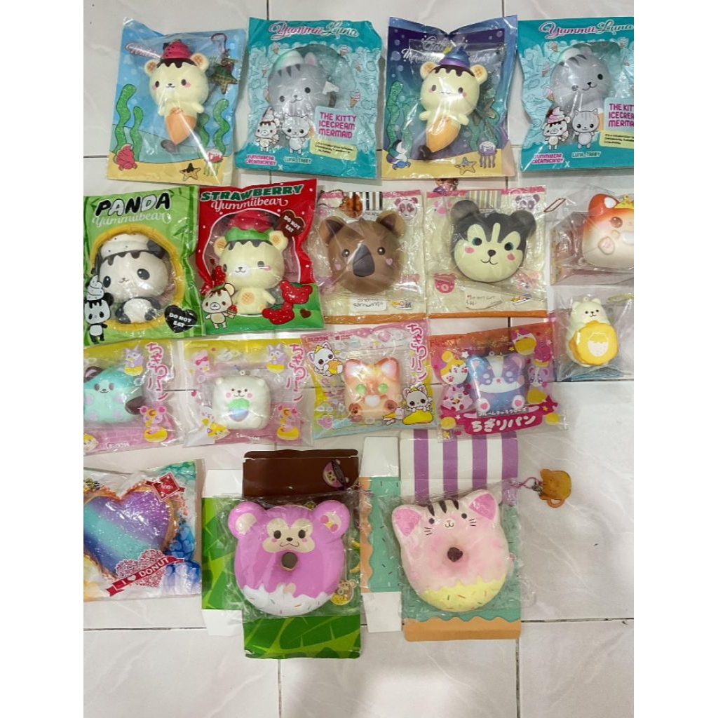 squishy sale lincesed ibloom chigiri, yummy bear, punimaru animal bun, creamy candy donut, punimaru 