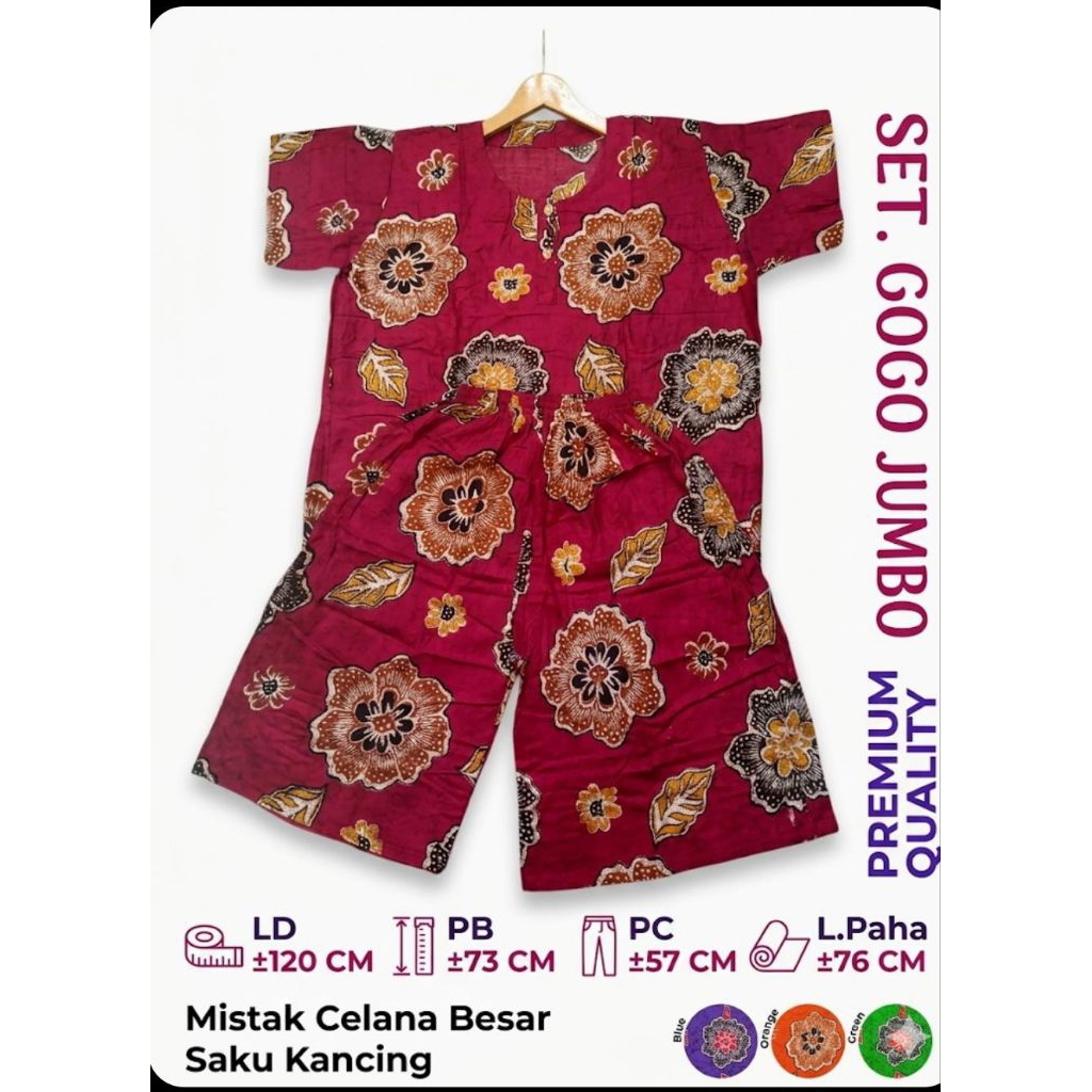 One Set Gogo Jumbo Rayon Premium - Setelan Baju Tidur Kulot Busui Adem
