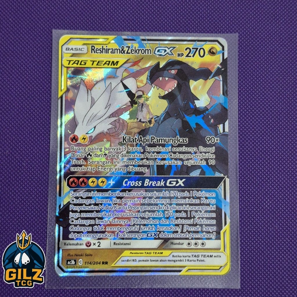 Kartu Pokemon Reshiram & Zekrom Tag Team GX 114/204