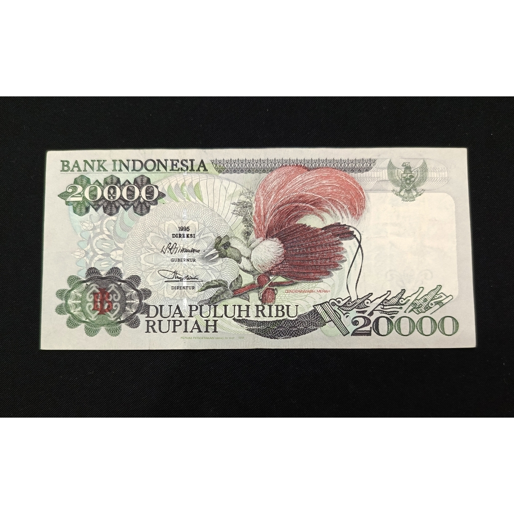 UANG KERTAS JADUL 20 RIBU RUPIAH BURUNG CENDRAWASIH MERAH