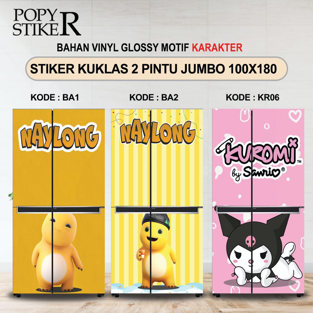 STIKER KULKAS JUMBO / STIKER KULKAS 2 PINTU JUMBO MOTIF KARAKTER