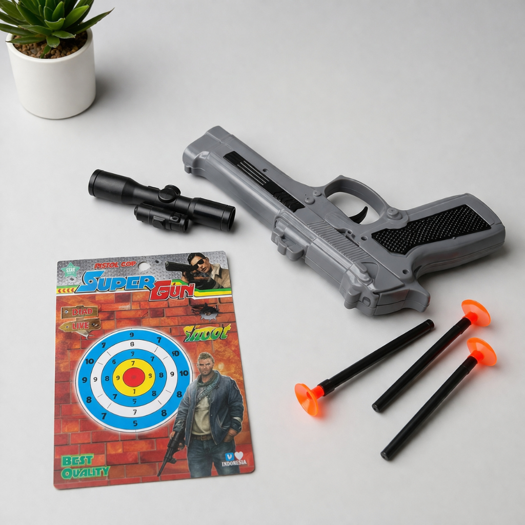 Mainan Pistol Tembak Peluru Karet Teropong – Tembakan Pistol Karet