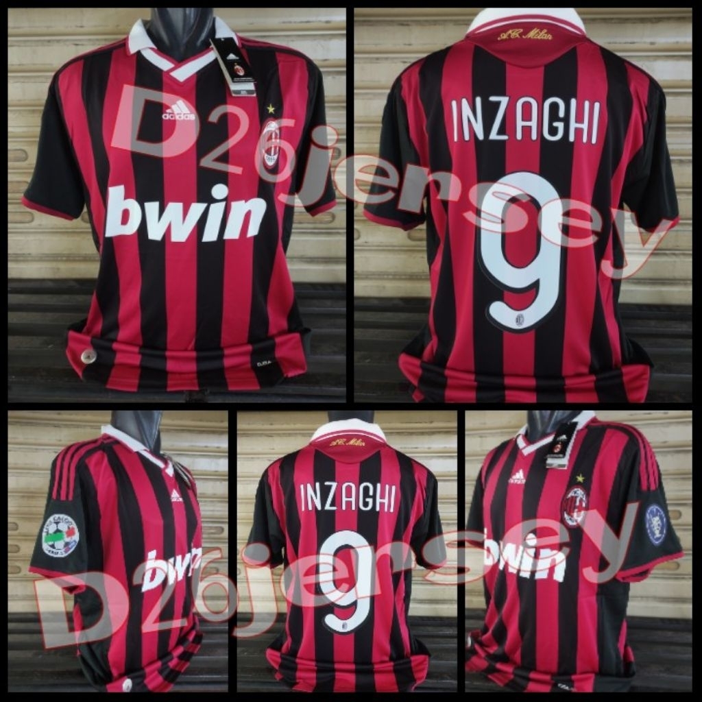 Jersey RETRO MilLaNn_ Home 2008 / 2009 + Cetak Nama Nameset INZAGHI 9 / RONALDINHO 80 / Custom suka 