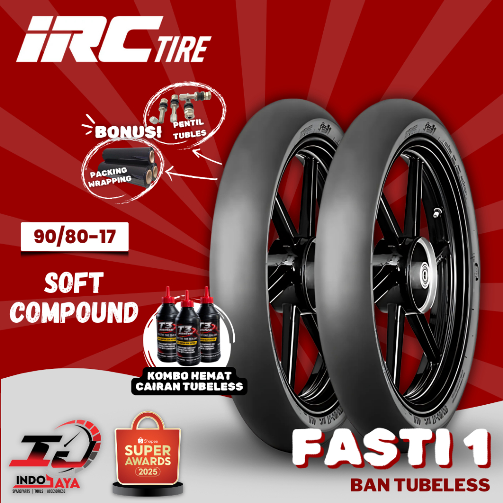 [READY COD] BAN LUAR IRC TUBELESS SOFT COMPOUND FASTI 1 (90/80-17) BAN BEBEK UNDERBONE BALAP / BAN R