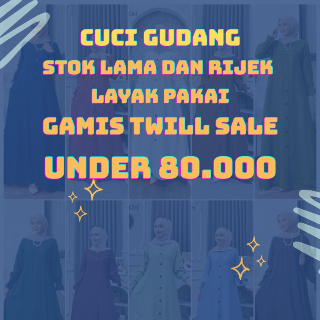 CUCI GUDANG - GAMIS RAYON TWILL ORI - STOK LAMA DAN RIJEK MINOR LAYAK PAKAI