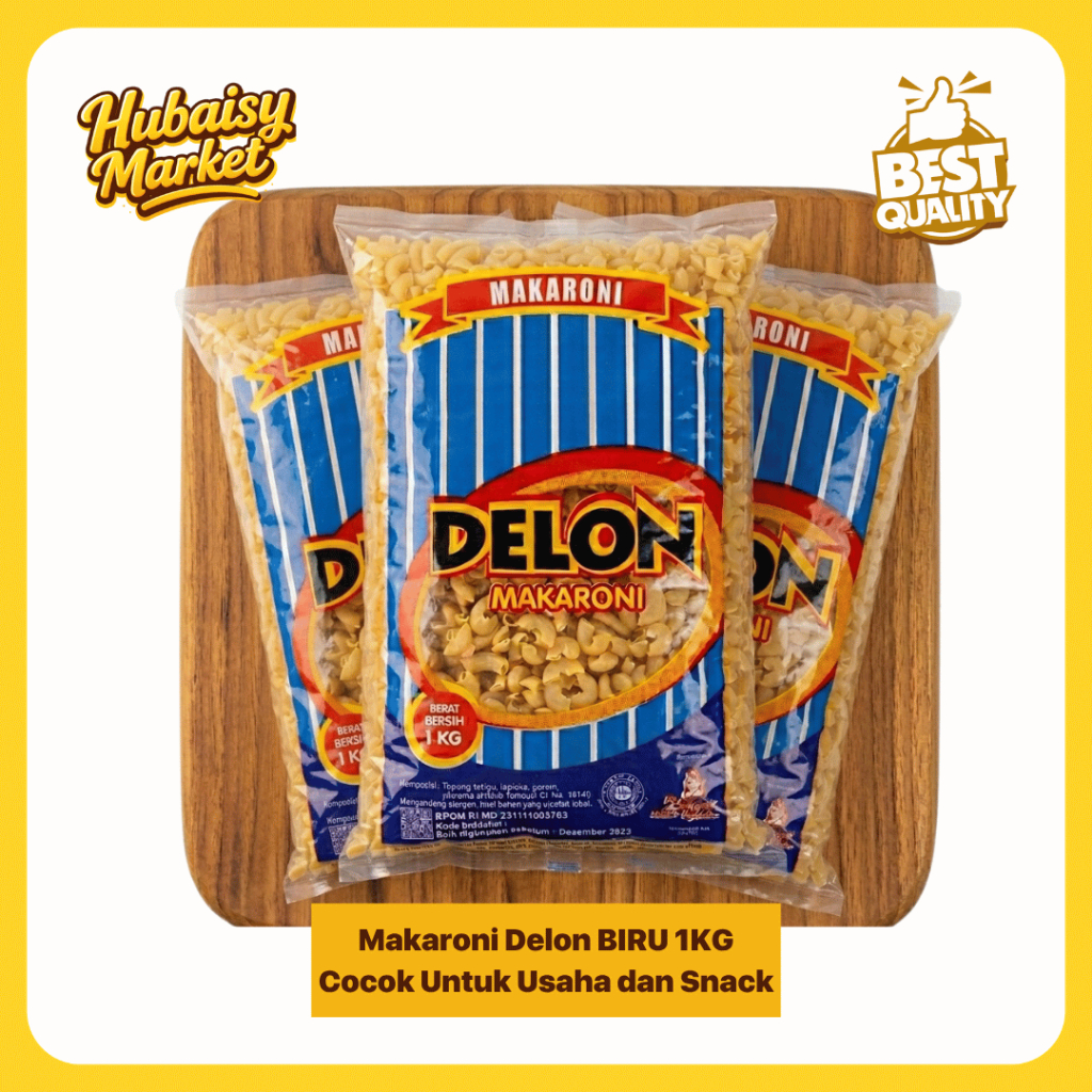 Makaroni Delon Biru Bantet 1 KG | Makaroni Bulat Kecil Mentah | Bahan Usaha Cemilan | Bahan Snack Ma