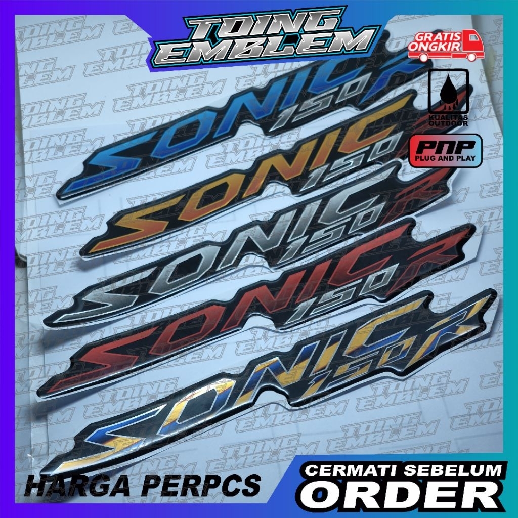 emblem timbul sonic 150 r honda / emblem timbul honda sonic - SILVER CHROME, SATU SAJA