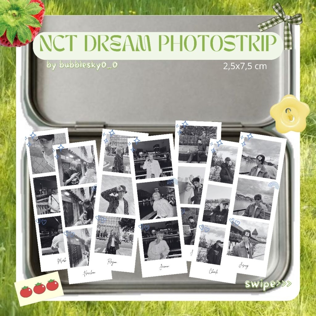 PHOTOSTRIP MINI NCT DREAM BW/strip photo kpop/mark/jeno/renjun/haechan/jaemin/chenle/jisung