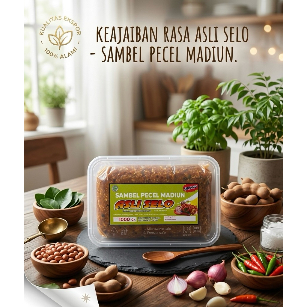 Sambel Pecel Asli Selo Madiun LEGENDARIS Bumbu Pecel Instan 1000 Gram Pecel Pedas